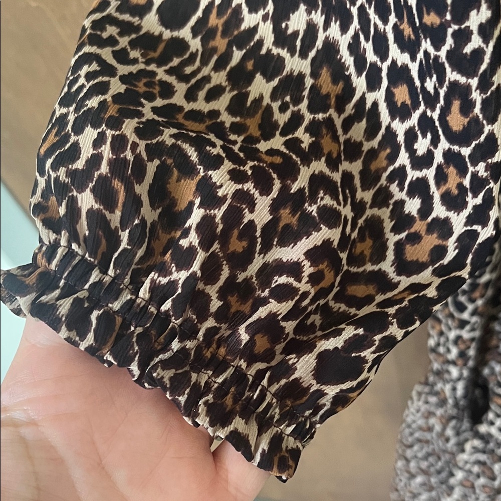 🐆 J.Crew Leopard Print Tiered Dress – Size Small 🖤 - Picture 9 of 11